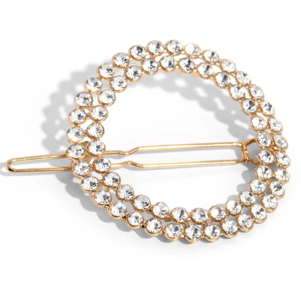 ⚪️💎⚪️ “INNER CIRCLET” - GOLD WHITE RHINESTONE CIRCLE HAIR CLIP - PAPARAZZI❗️